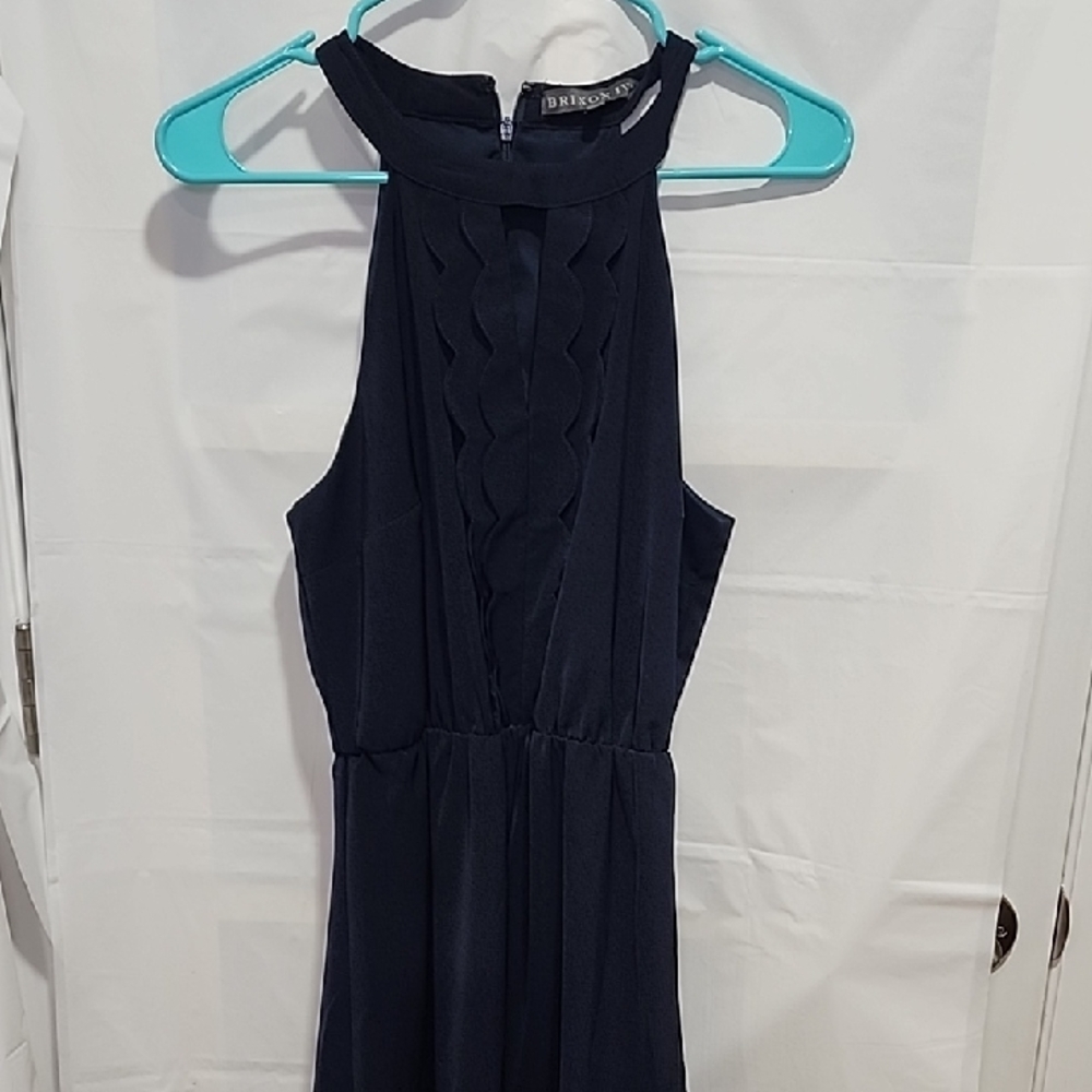 Derek Heart Blue Sheath Halter Dress